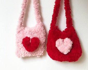 Two of Hearts Bag · Intermediate Crochet Pattern · Pattern Booklet · Emmaknitty · Crocheted Bag · Bag Pattern · Slow Fashion · Fun Fur Bag