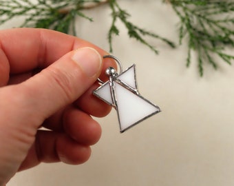 Very Little Angels in Boxes, Pendant or Magnet, White Mini Stained Glass Angels, Christmas Tree Ornament, Christmas Favors Handmade BeArt