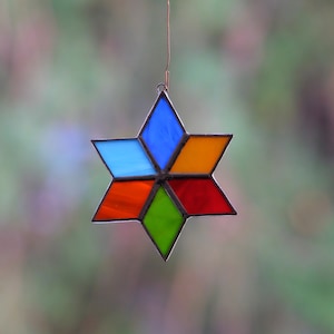 Colorful Stained Glass Star, Winter Rainbow Little Star, Christmas Window Decor, Sun Catcher, Christmas Tree Ornament, Little Christmas Gift