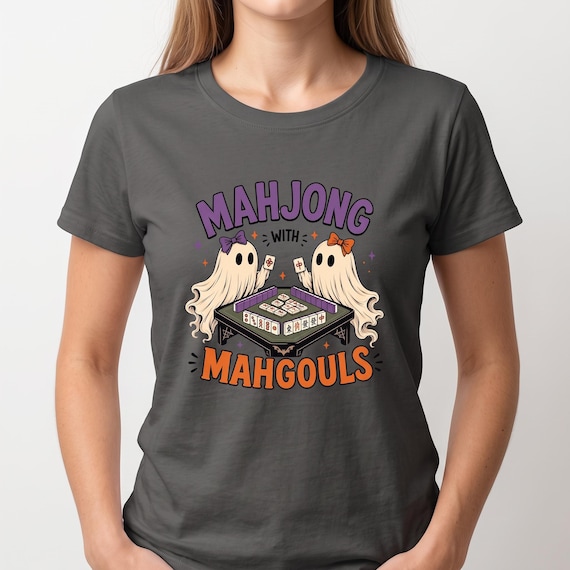 Halloween Mahjong Shirt with Ghosts, Mahgouls Graphic Tee, Spooky Game Night Top