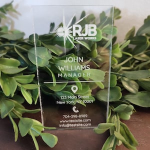 Personalized Engraved Business Cards Made From 1/8&quot; Thick Clear Acrylic - Clear Luxury Business Cards With Logo