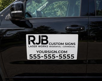Custom Business Car Magnet Single Color (Set of 2), Personalized Company Vehicle Decal, Professional Vehicle Door Sign, Magnetic Sign