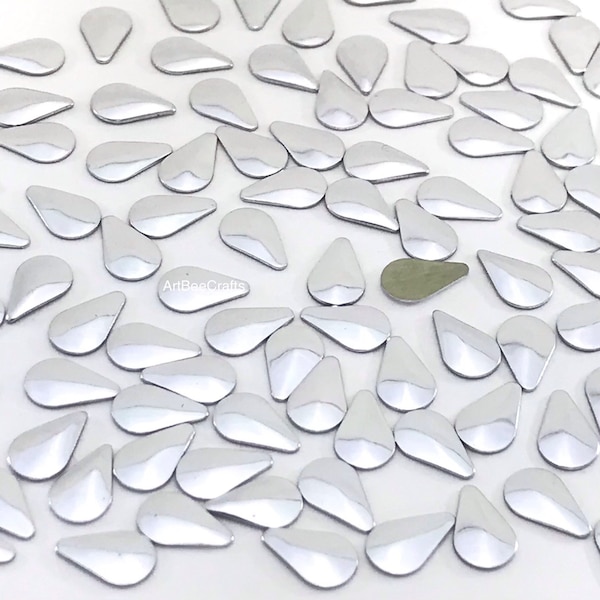 Silver Teardrop 5x8mm Shaped Hotfix Nailhead 100pc