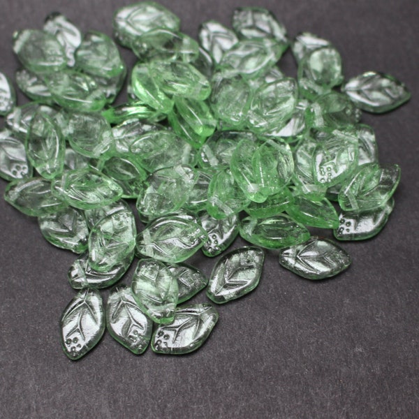 Czech Glass Leaf Beads 12*7mm/10pcs Light Peridot