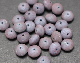 Czech Glass Beads 9mm/20pcs, Round Rondelle, Blue, Jet, Iris Vega