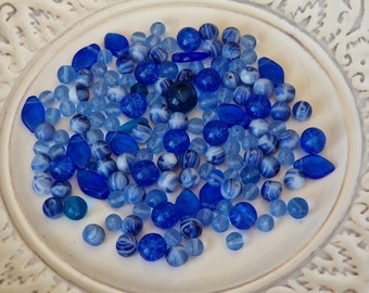 Czech glass Beads 40 gr, blue mix