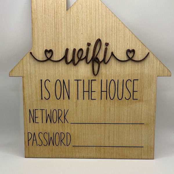 WIFI is on the house - Glowforge ready - Digital Cut File SVG - Wood Cut Home Network and Password Sign