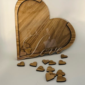 Wood Acrylic Wedding Heart Guest Book Digital File laser cut file Glowforge