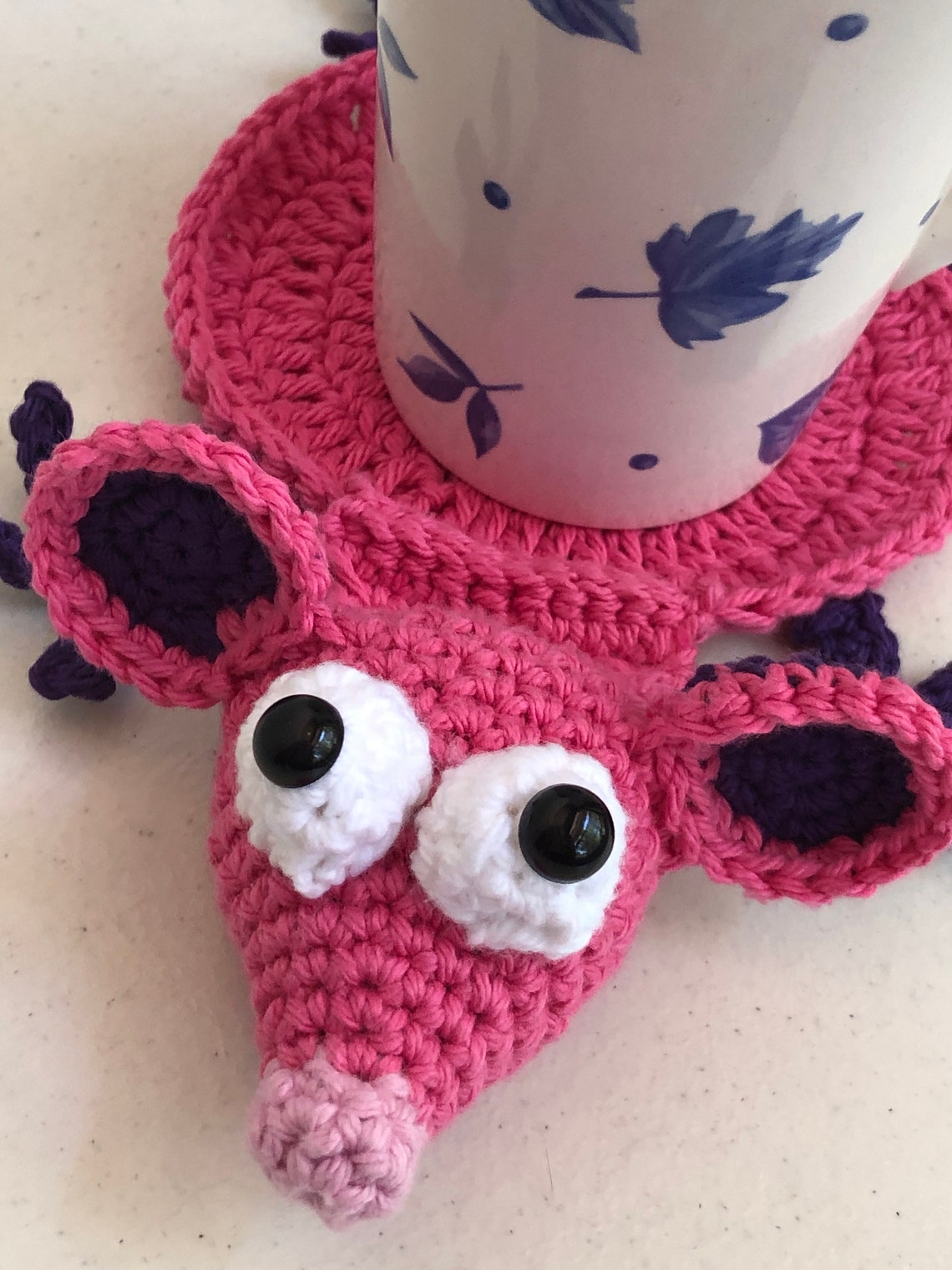 Crocheted Rat Coaster Cotton Crochet Animal Coaster Etsy