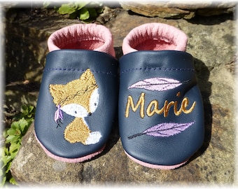 Baby baby running shoes leather punches " Fuxi " with name