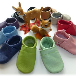 Krabbelschuhe, Lederpuschen, Babyschuhe Uni Bild 1