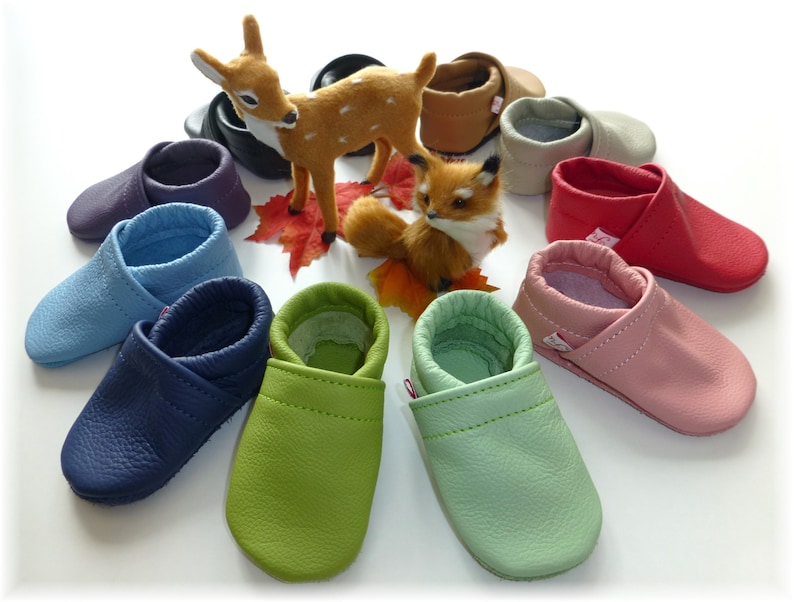 Krabbelschuhe, Lederpuschen, Babyschuhe Uni Bild 1