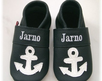 Baby Krabbelschuhe Lauflernschuhe Anker mit Namen