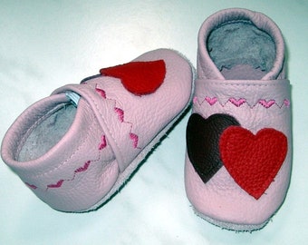 Baby Lauflernschuhe Lederpuschen Doppelherz mit Stickerei