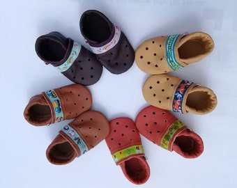 Leather slippers/summer shoes Crawling sandals with woven band and ventilation holes