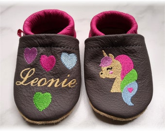 First walkers crawling shoes, leather slippers unicorn