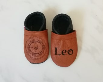 Crawling shoes Running shoes " Redwork Lion " with name