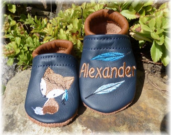 Baby Lauflernschuhe Lederpuschen" Fuxi " mit Namen