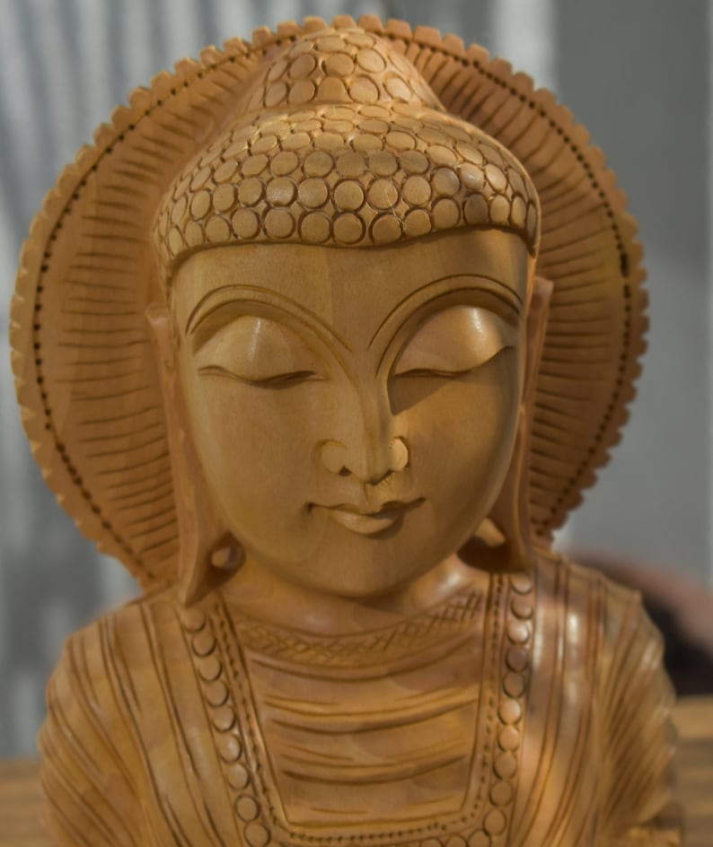 Indian HandicraftWooden giftIndian HandicraftSolid woodHandmadeHandicrafts Beautifully Hand Crafted Wooden Buddha Head Handmade 8