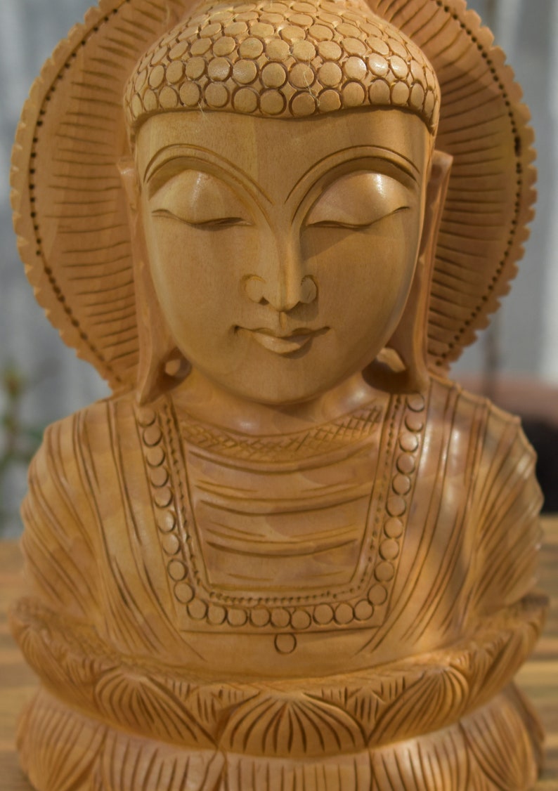 Indian HandicraftWooden giftIndian HandicraftSolid woodHandmadeHandicrafts Beautifully Hand Crafted Wooden Buddha Head Handmade 8