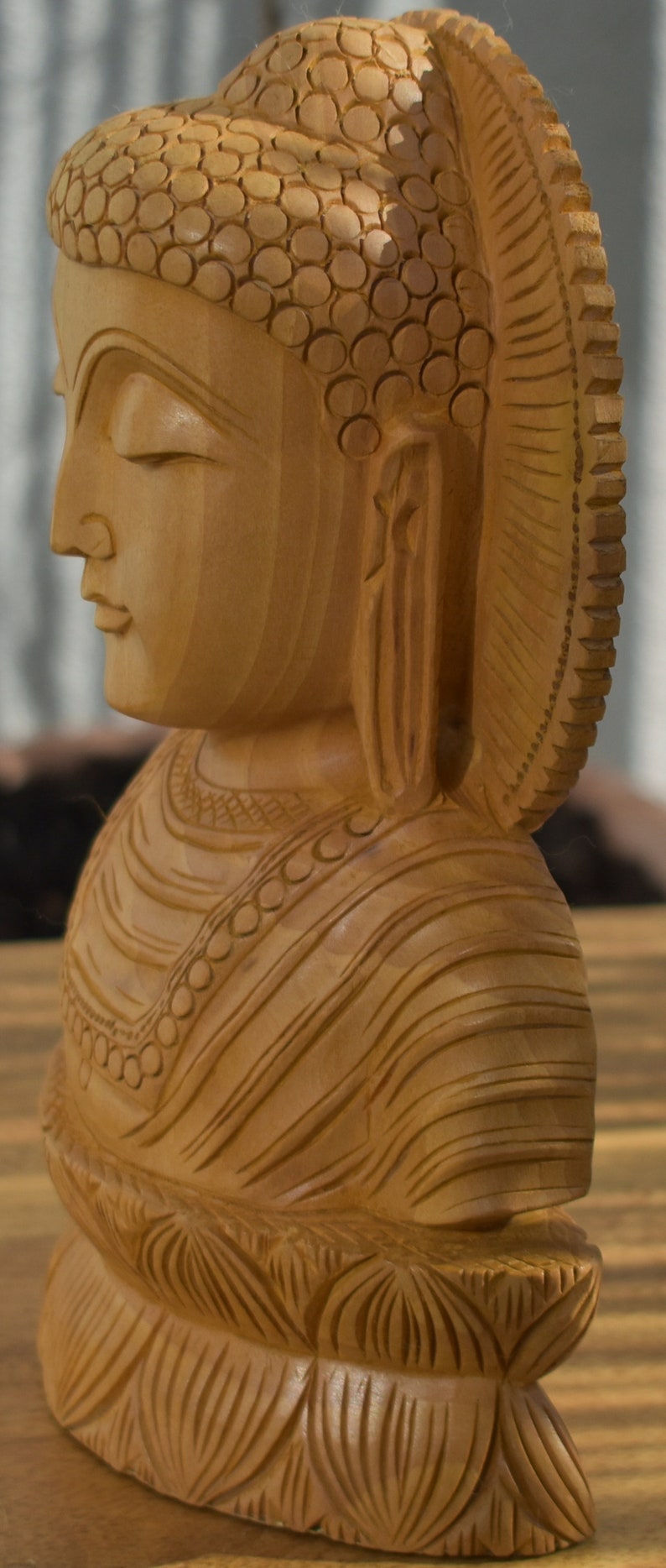Indian HandicraftWooden giftIndian HandicraftSolid woodHandmadeHandicrafts Beautifully Hand Crafted Wooden Buddha Head Handmade 8