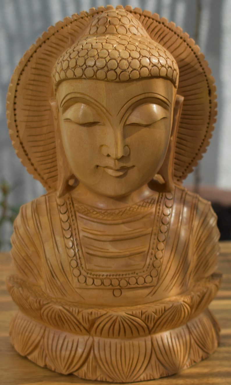 Indian HandicraftWooden giftIndian HandicraftSolid woodHandmadeHandicrafts Beautifully Hand Crafted Wooden Buddha Head Handmade 8