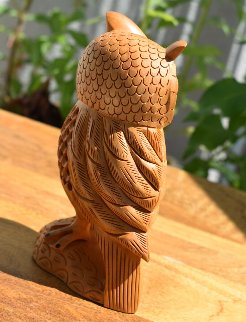 Beautiful Wooden Hand Carved Good Luck Symbol Owl Etsy UK