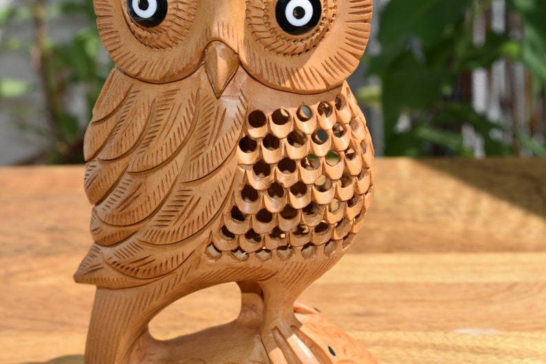 Beautiful Wooden Hand Carved Good Luck Symbol Owl Etsy UK