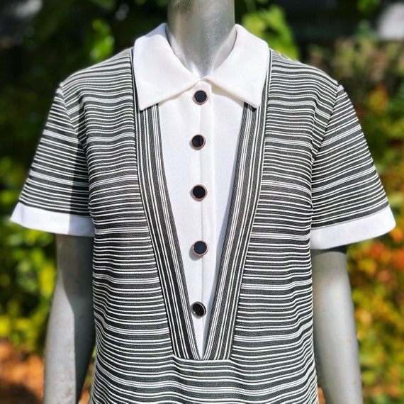 1960s Cay Artley Striped Double Knit Tuxedo Shift… - image 5