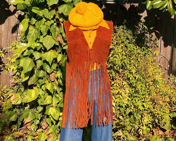 1960’s Suede Leather Extra Long Fringe Cutout Vest