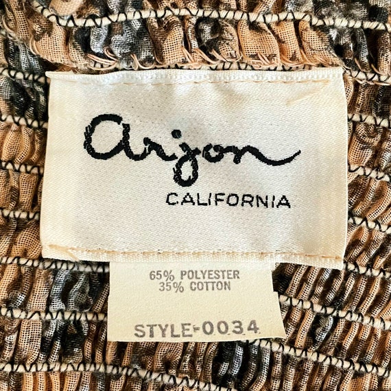 1970s Arjon California Gauzy Floral Ribbon Peasan… - image 7