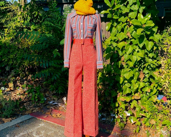 1970’s Bobbie Brooks Orange Flecked Wool Bell Bott