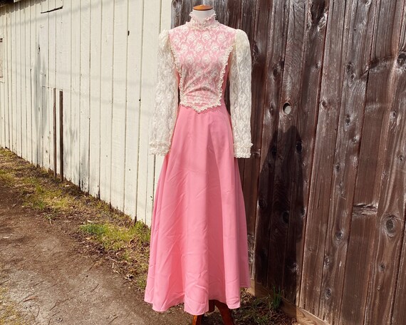 1970's Romantic Lace Bridesmaid’s Gown/ Maxi Dress