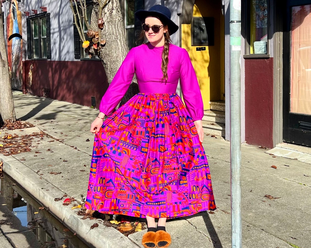 1960s Hand Sewn Groovy Op Art Maxi Dress Etsy