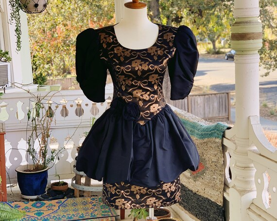 Vintage 80s Gunne Sax Puff Sleeve Party Dress