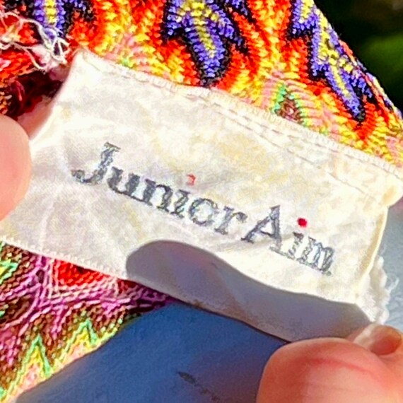 1960s Jr Aim Rainbow Flame Stitch Mini Dress - image 5