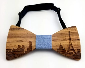 ,City Wood Bowtie,City Bowtie,Hometown Bowtie,Bowtie B0910 Engraved Adult-Sized Bamboo Bow Tie with Athens Cityscape Design
