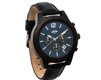 Engraved Chronograph leather watch,Men leather watch,Men watch,Leather Watch,Luxury watch,Chronograph men watch,Men watch,Leather watch