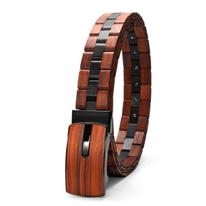 Engraving wood belt, Ebony wood belt, Wood belt, Men wood belt, Belt, Unisex wood belt, Fashion belt, Trendy wood belt, Eco-Friendly belt Red Black Red wood