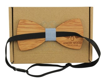 Engraved Large Round Zebrawood Bow Tie With Adjustable