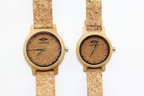 Engraved Cork Couple Wood Watch