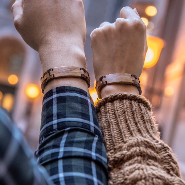 Bracelet en bois, bracelets en bois pour femmes, idée cadeau pour elle, remise des diplômes, accessoires en bois, bijoux unisexe, blanc