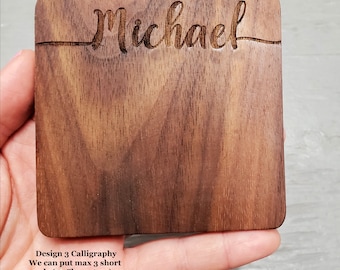 Posavasos de madera personalizados * Apellido * Regalo de compromiso personalizado * Aniversario de parejas Posavasos de bambú personalizado