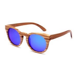 Engraved Trendy Polarized Bamboo/wood sunglasses,Blue lense sunglasses,Polarized sunglasses,Unisex wood sunglasses,Groomsman sunglasses,Men