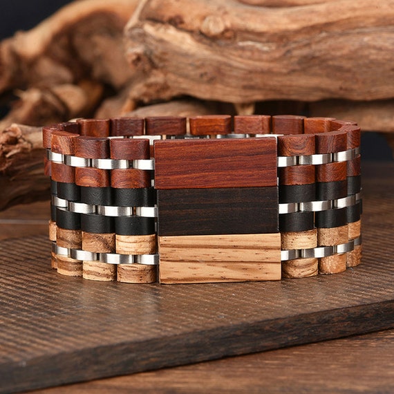 Buy Online Elegant Brown Wood Bead Stretchable combo Wooden Bracelets |  jewellery for men | menjewell.com