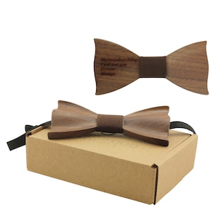 Engraved Solid Pointed Butterfly Wooden Bow Tie with Brown Cotton Centre (B1303),3D Wood Bowtie,3D Bowtie,Groomsman Bowtie,Wood Bowtie