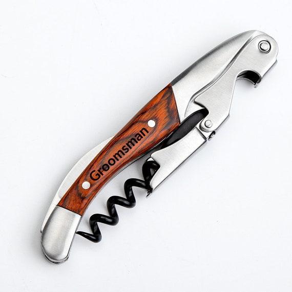 Engraved Groomsmen Corkscrew Opener - Personalized Wine Bottle Opener,Bottle opener,Customized bottle opener,Engraving gift,Groomsman gift