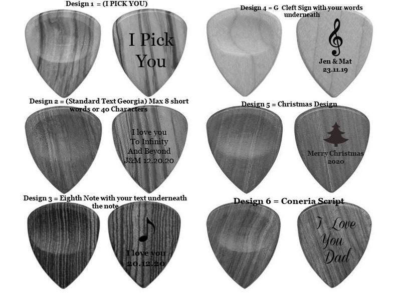 Engraved Wood Guitar Pick-Custom Engraved Wooden Guitar Pick-Guitar wood pick-Wood Guitar Pick Personalize Guitar Pick-Engrave guitar picks image 2