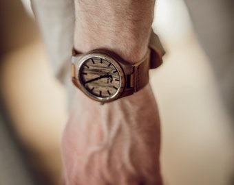 Engraved Walnut Men’s Watch With Walnut Dial and Leather Strap,Wood Watch,Men Watch,Watch,Engrave Watch,Personalized Watch,Fiance gift