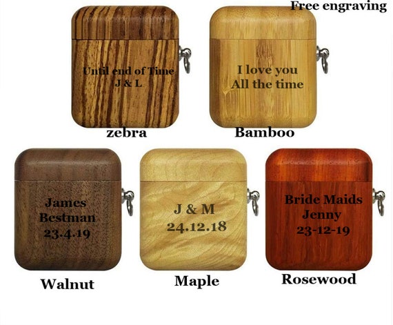 Headphone Wood Case Personalized Engraved Wood Case Airpods 